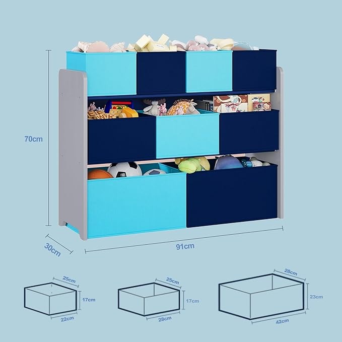 Organizador de Juguetes Grande con 9 Cajas de Colores – Ideal para Cuartos Infantiles y Salas de Juego | HOYRR Juguetero