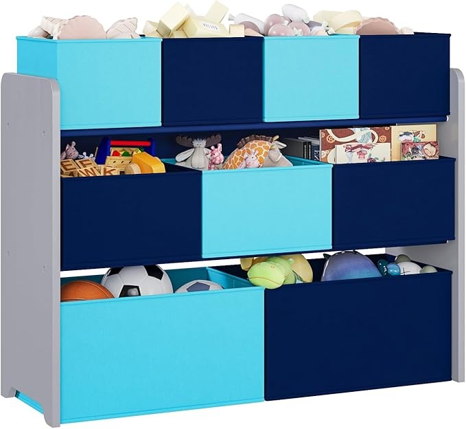 Organizador de Juguetes Grande con 9 Cajas de Colores – Ideal para Cuartos Infantiles y Salas de Juego | HOYRR Juguetero