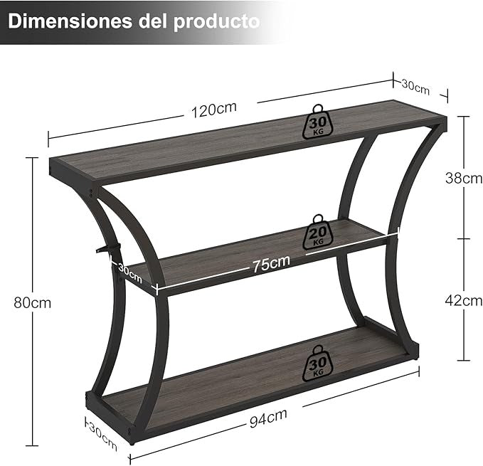 Simple Wisdom Credenza 120CM – Mesa de Entrada Minimalista con 2 Cajones, Ideal para Recibidor, Pasillos y Salones