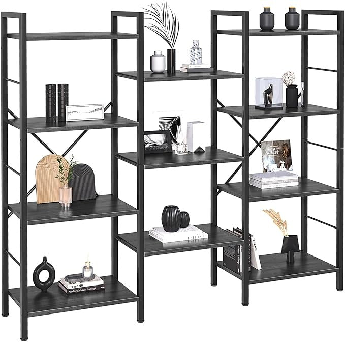 Librero Grande Minimalista 3 Anchos x 4 Alturas – 11 Estantes Abiertos, Organizador y Estantería de Madera 158×26×140CM