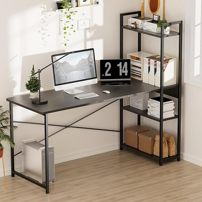 Escritorio Minimalista de Madera 120×60 cm con Repisas | Escritorio de Oficina XXL para Hogar u Oficina