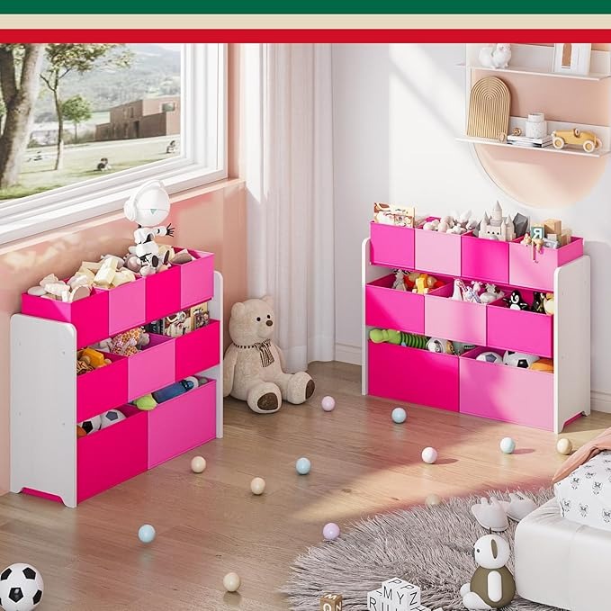 Organizador de Juguetes Grande con 9 Cajas de Colores – Ideal para Cuartos Infantiles y Salas de Juego | HOYRR Juguetero