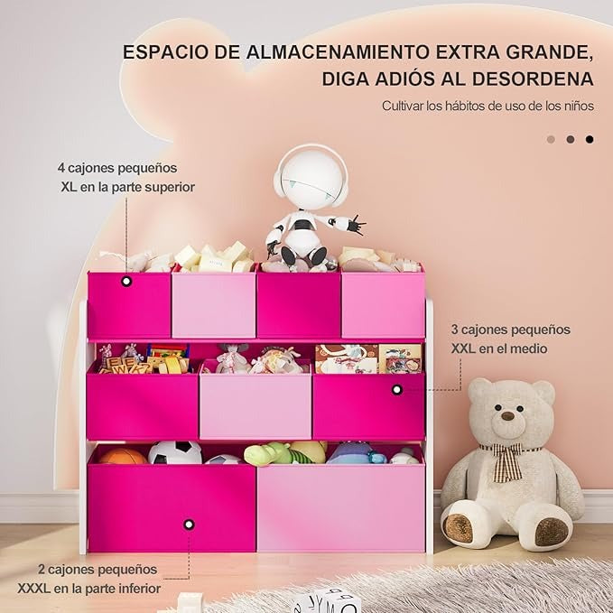 Organizador de Juguetes Grande con 9 Cajas de Colores – Ideal para Cuartos Infantiles y Salas de Juego | HOYRR Juguetero