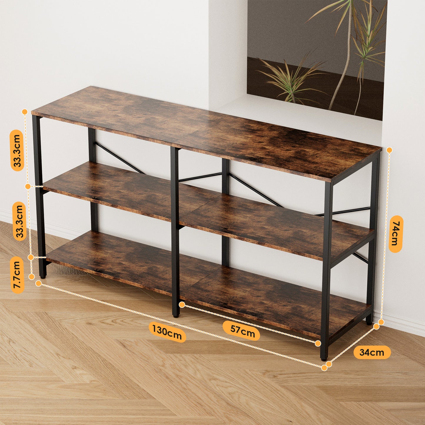 Bufetera Rustica Urzal para Sala 130x33x74 cm. Mueble para Sala. Estante Organizador de Madera.