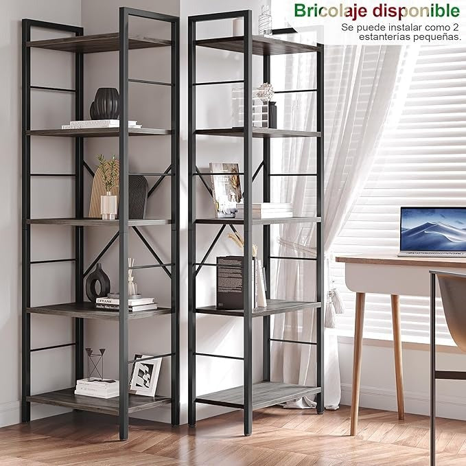 Librero Grande de 3 Columnas y 5 Niveles | Estantería de Madera Minimalista con 14 Compartimentos Abiertos – Organizador Moderno para Sala u Oficina (158×26×170 cm)