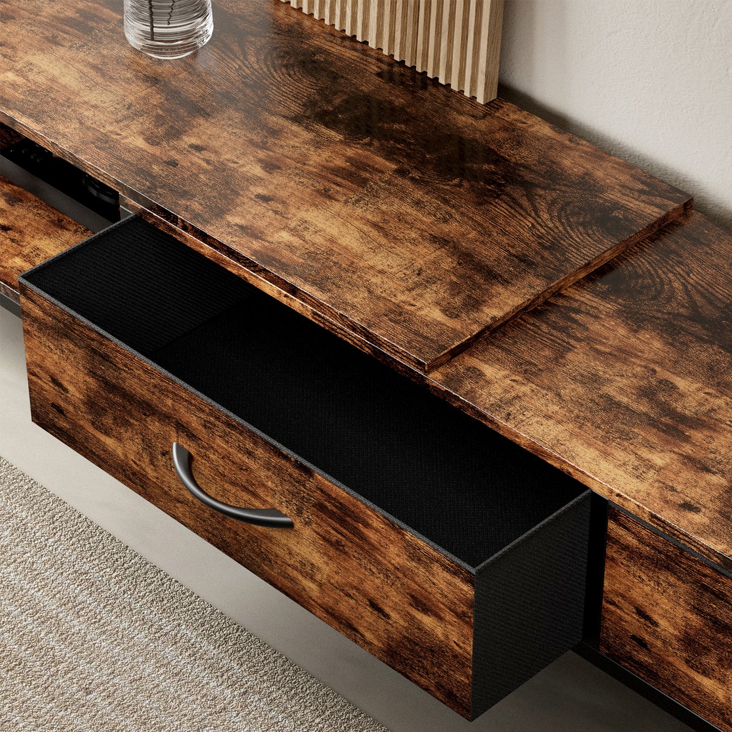 SIMPLE HOGAR Mueble para TV,Centro de Entretenimiento para TV,Longitud Ajustable del Mueble de TV (Modelo telescópico)
