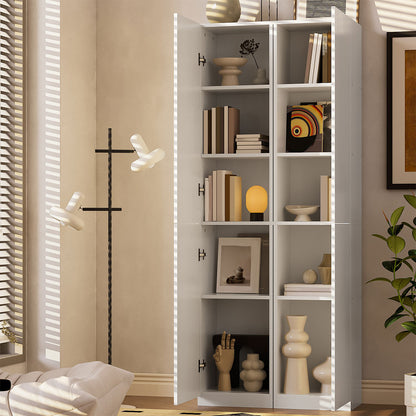 Gabinete Alto y Estrecho Multiusos con Puertas – 5 Compartimentos