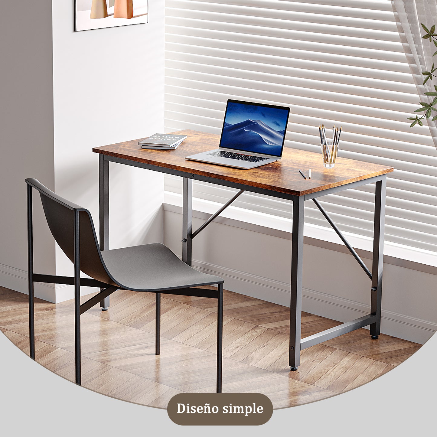 Escritorio Minimalista,Fácil de armar Escritorio Gamer,Escritorio para computadora de Color Retro de 120 * 60 CM Que Puede Transportar Pantallas duales.