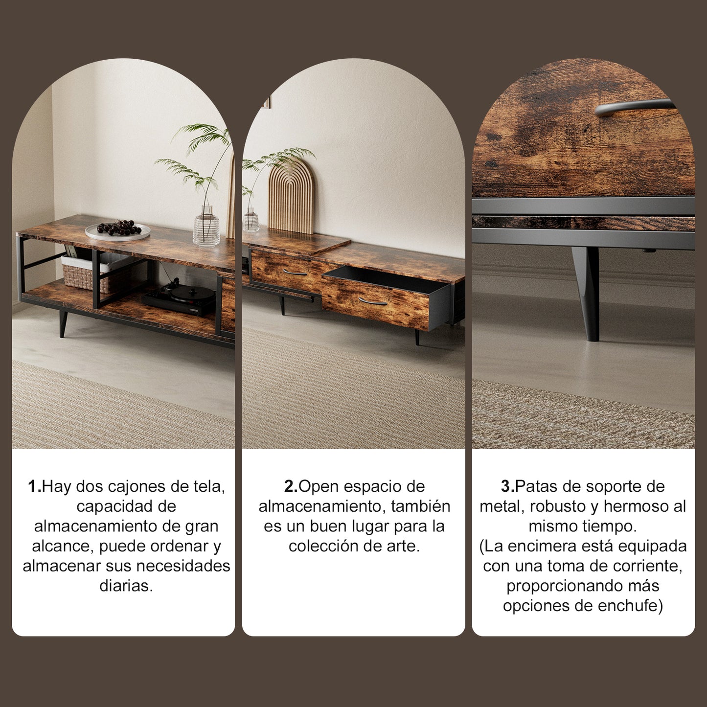 SIMPLE HOGAR Mueble para TV,Centro de Entretenimiento para TV,Longitud Ajustable del Mueble de TV (Modelo telescópico)