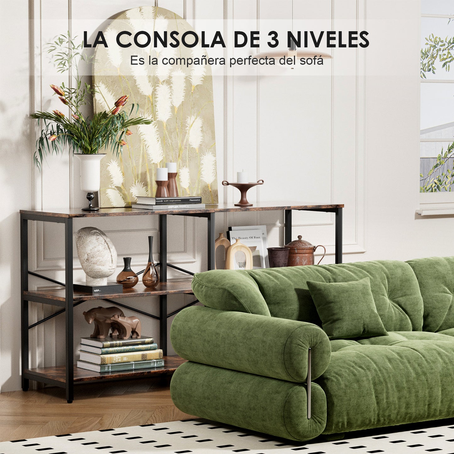 Bufetera Rustica Urzal para Sala 130x33x74 cm. Mueble para Sala. Estante Organizador de Madera.