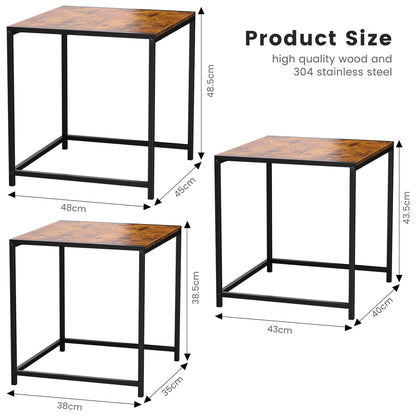 3 Paquetes Mesa de Centro,Mesa de Centro para Sala,apilable Mesa de Centro,Estilo de Casa de Campo de época.(Paquete de 3)