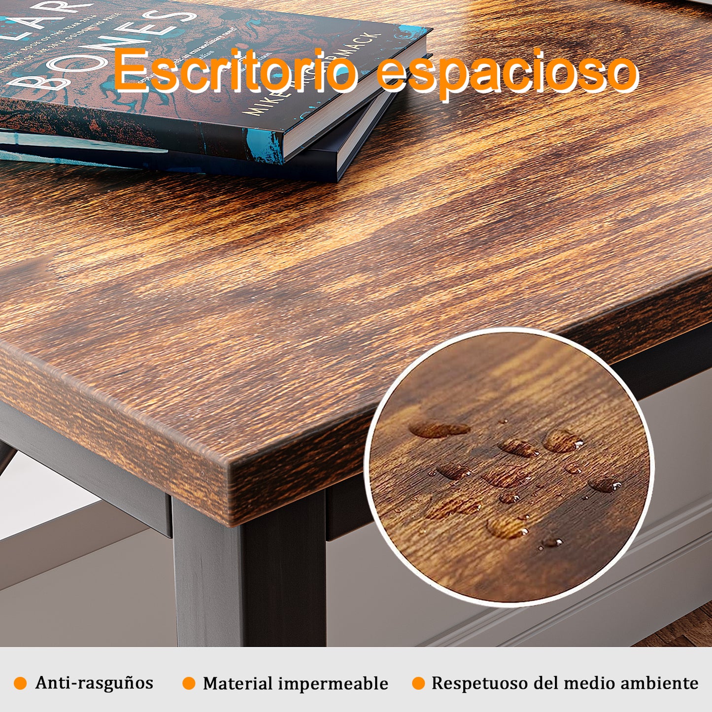 Escritorio Minimalista,Fácil de armar Escritorio Gamer,Escritorio para computadora de Color Retro de 120 * 60 CM Que Puede Transportar Pantallas duales.