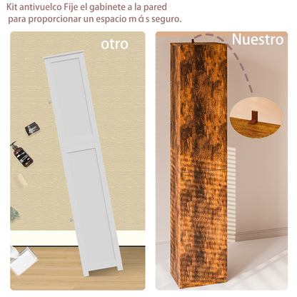 Gabinete Alto y Estrecho Multiusos con Puertas – 5 Compartimentos