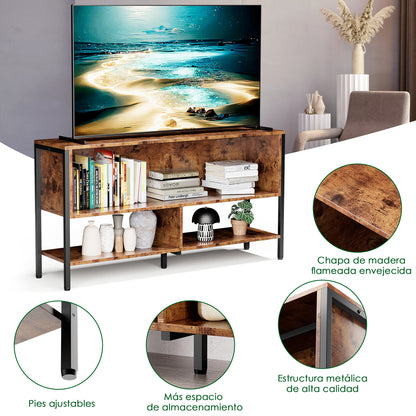 120 CM Grande Mesa para TV,Mueble de TV Abierto de 2 Niveles,Apto para Salón y Dormitorio,El Tamaño es 120 CM × 30 CM × 63 CM.
