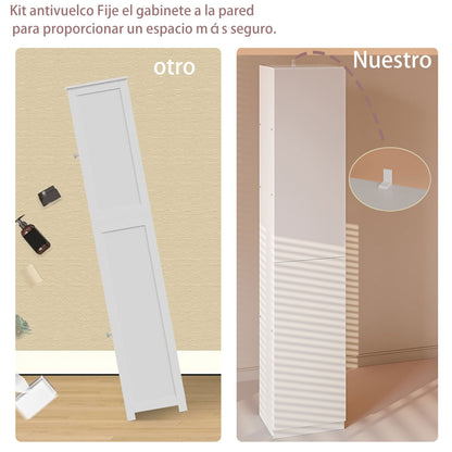 Gabinete Alto y Estrecho Multiusos con Puertas – 5 Compartimentos