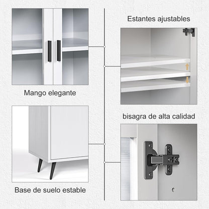 Alacena de Cocina Simple Hogar – Gabinete Multiusos con Puertas de Cristal Templado y Cajones de Madera, Compacto y Fácil de Instalar