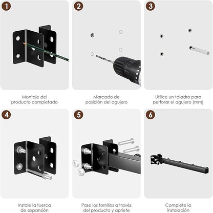 HOYRR Tendedero Plegable de Pared – Retráctil, 20 m de Cuerda, 30 Clips, Ideal para Dormitorios, Balcones y Espacios Pequeños