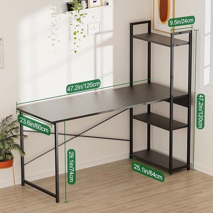 Escritorio Minimalista de Madera 120×60 cm con Repisas | Escritorio de Oficina XXL para Hogar u Oficina