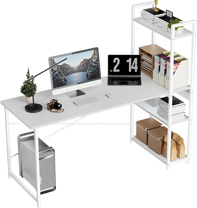 Escritorio Minimalista de Madera 120×60 cm con Repisas | Escritorio de Oficina XXL para Hogar u Oficina