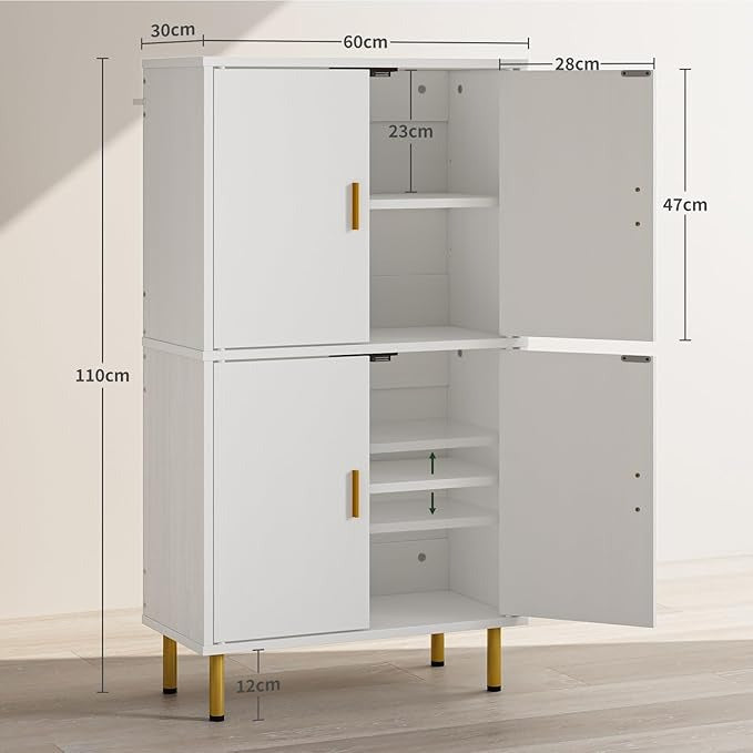 Simple Hogar Gabinete de Baño 5 Niveles con Estantes Ajustables y Patas Doradas – Organizador para Baño, Sala o Dormitorio