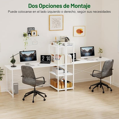 Escritorio Minimalista de Madera 120×60 cm con Repisas | Escritorio de Oficina XXL para Hogar u Oficina