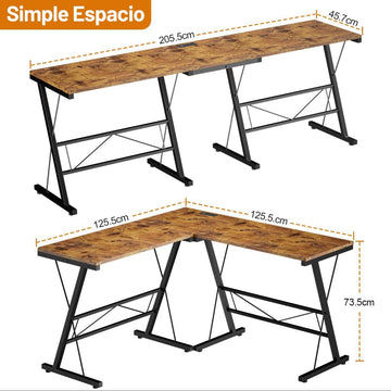 Escritorio en l,Escritorio con Toma de Corriente,Escritorio Gamer en l Juegos con 3 Formas de Montaje,con Soporte para Monitor,Adecuado para Uso en Oficina y Juegos,Color Retro