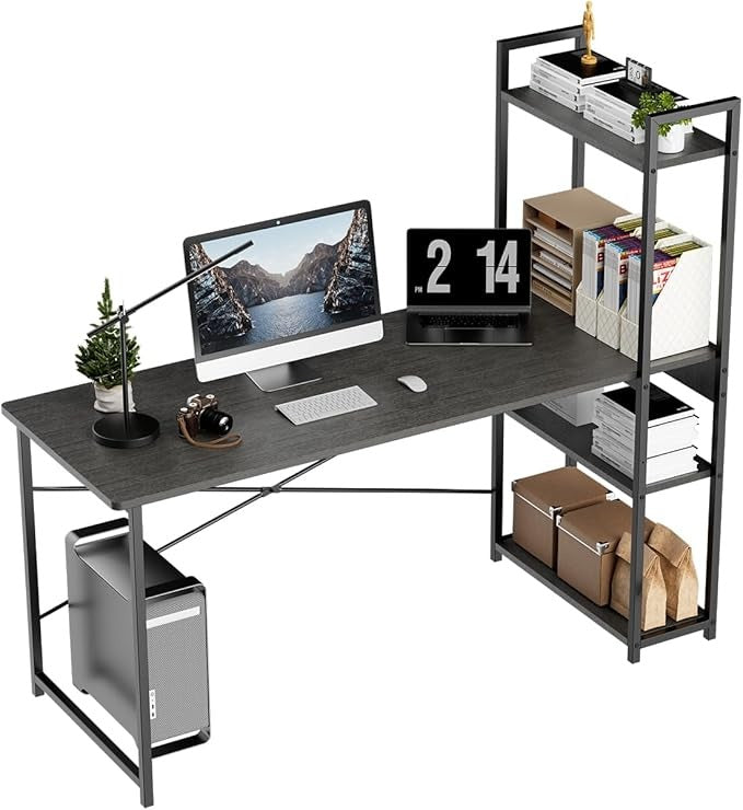 Escritorio Minimalista de Madera 120×60 cm con Repisas | Escritorio de Oficina XXL para Hogar u Oficina