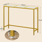 Credenza Recibidor en Vidrio Templado – Mesa Consola Dorada de 120cm con Estructura de Metal para Entrada o Salón