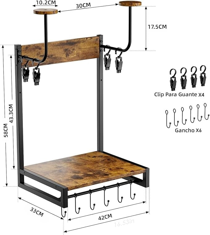 Soporte para Casco de Moto XL – Multifuncional 4 en 1, Montaje en Pared, Almacenamiento y Exhibición de Cascos y Accesorios