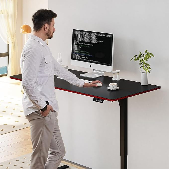 Escritorio Eléctrico Ajustable Simple Hogar – Mesa de Oficina y Gaming 120x60 cm con Panel de Fibra de Carbono, Ergonomía y Altura Regulable