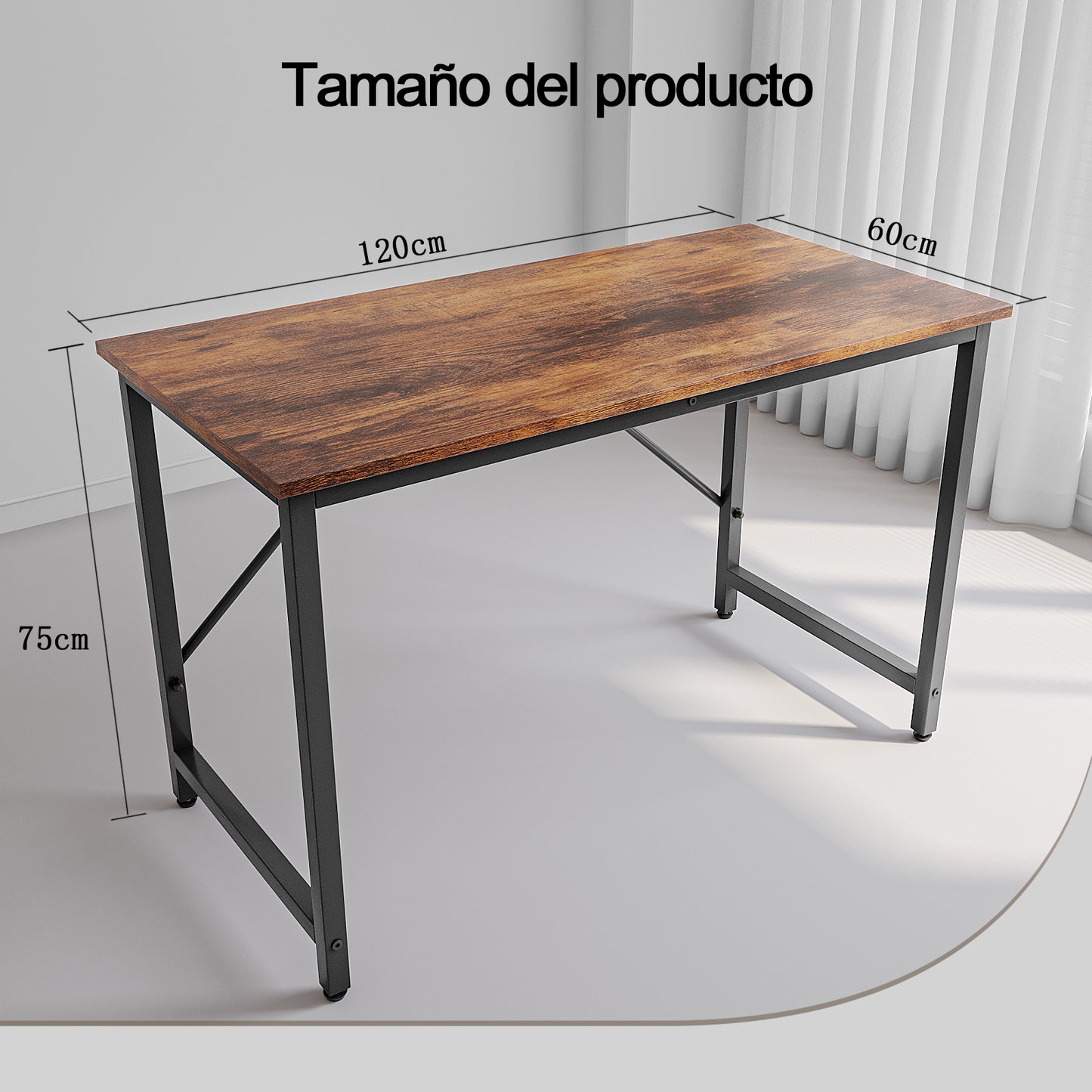 Escritorio Minimalista,Fácil de armar Escritorio Gamer,Escritorio para computadora de Color Retro de 120 * 60 CM Que Puede Transportar Pantallas duales.