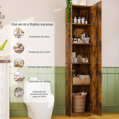 Gabinete Alto y Estrecho Multiusos con Puertas – 5 Compartimentos