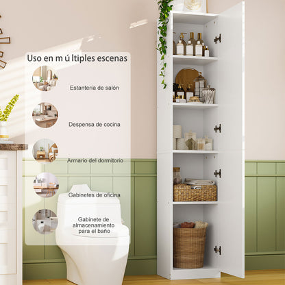 Gabinete Alto y Estrecho Multiusos con Puertas – 5 Compartimentos