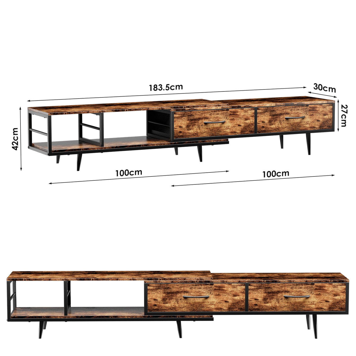 SIMPLE HOGAR Mueble para TV,Centro de Entretenimiento para TV,Longitud Ajustable del Mueble de TV (Modelo telescópico)