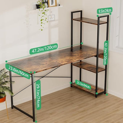 Escritorio Minimalista de Madera 120×60 cm con Repisas | Escritorio de Oficina XXL para Hogar u Oficina