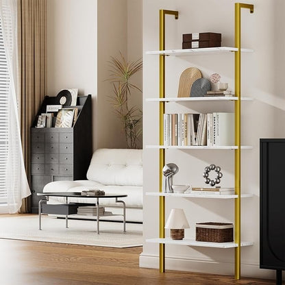 Librero de Pared de 5 Niveles – Estante Organizador Minimalista para Sala, Oficina y Recámara