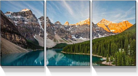 3 Panels Colorful Mountain with Lake of Banff National Park Picture Giclee Prints Nature Scenery Gallery Wrapped Stretched and Framed