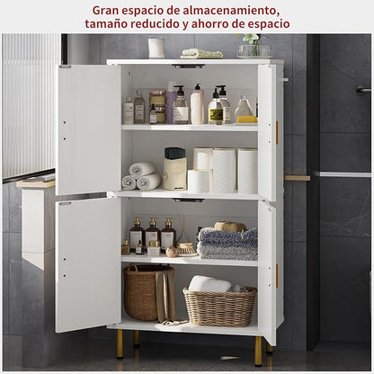 Simple Hogar Gabinete de Baño 5 Niveles con Estantes Ajustables y Patas Doradas – Organizador para Baño, Sala o Dormitorio