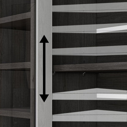 Alacena Moderna para Cocina y Comedor – Puerta de Vidrio Templado, Diseño Corredizo, Gris 120x90x35 CM