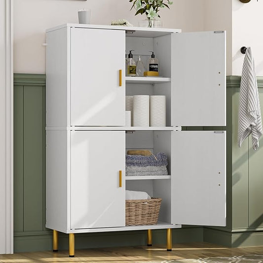 Simple Hogar Gabinete de Baño 5 Niveles con Estantes Ajustables y Patas Doradas – Organizador para Baño, Sala o Dormitorio
