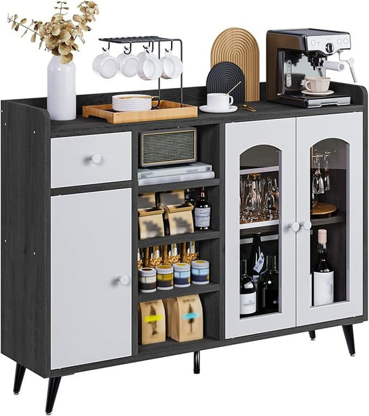 Alacena Moderna para Cocina y Comedor – Puerta de Vidrio Templado, Diseño Corredizo, Gris 120x90x35 CM