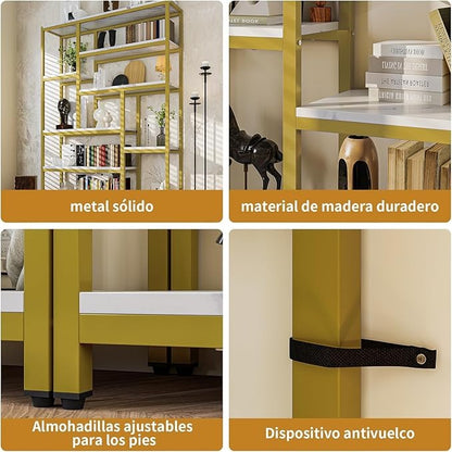 Librero de Madera Minimalista de 8 Niveles – Organizador Abierto de 180 cm para Sala u Oficina en Casa