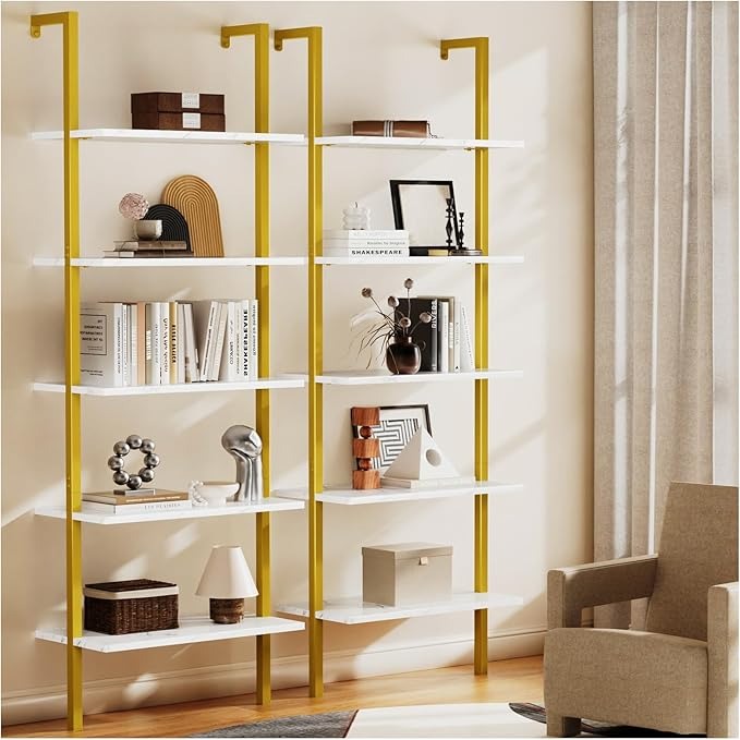 Librero de Pared de 5 Niveles – Estante Organizador Minimalista para Sala, Oficina y Recámara