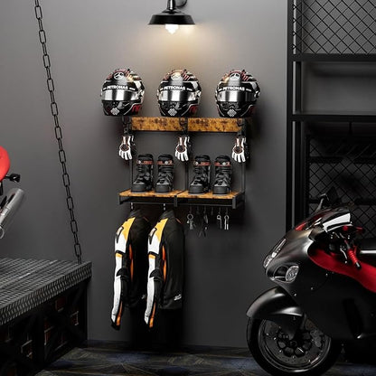 Soporte para Casco de Moto 3 Ganchos – Multifuncional 4 en 1 para Almacenamiento y Exhibición