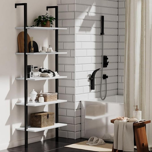 Librero de Pared de 5 Niveles – Estante Organizador Minimalista para Sala, Oficina y Recámara