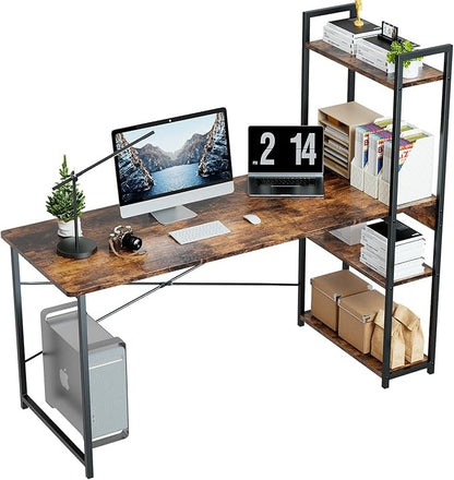 Escritorio Minimalista de Madera 120×60 cm con Repisas | Escritorio de Oficina XXL para Hogar u Oficina