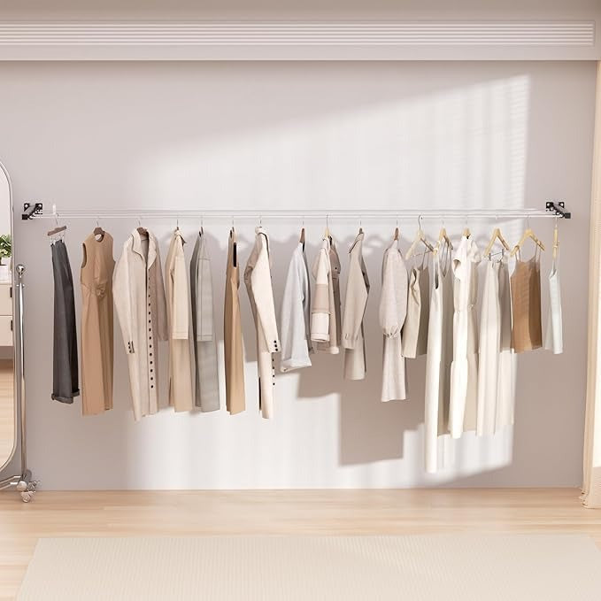 HOYRR Tendedero Plegable de Pared – Retráctil, 20 m de Cuerda, 30 Clips, Ideal para Dormitorios, Balcones y Espacios Pequeños