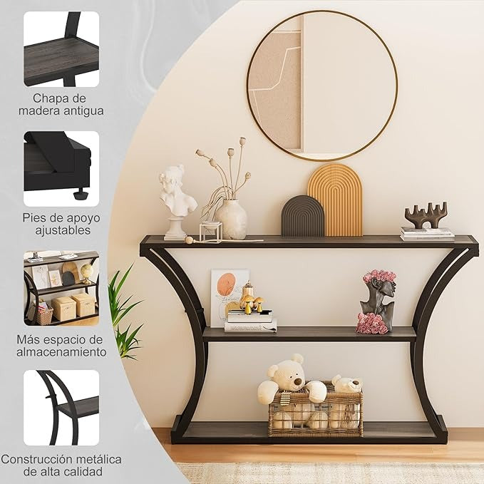 Simple Wisdom Credenza 120CM – Mesa de Entrada Minimalista con 2 Cajones, Ideal para Recibidor, Pasillos y Salones