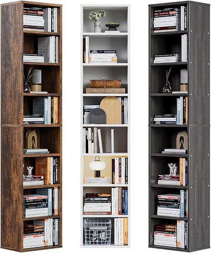 Librero Organizador de 8 Niveles, 180 cm Alto, Estilo Minimalista de Madera con Fijación a la Pared – Ideal para Sala, Cocina o Baño