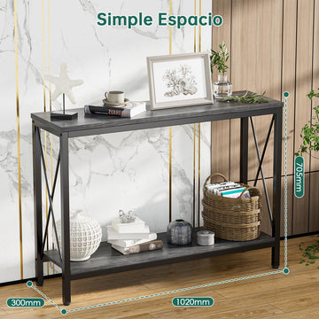 Credenza recibidor de Madera de 2 Capas Gris,Estilo Moderno Mesa de Entrada,Fácil de Montar Mesa recibidor,Las Dimensiones de la Mesa recibidor Entrada Son 102 * 30 * 70.5(CM)